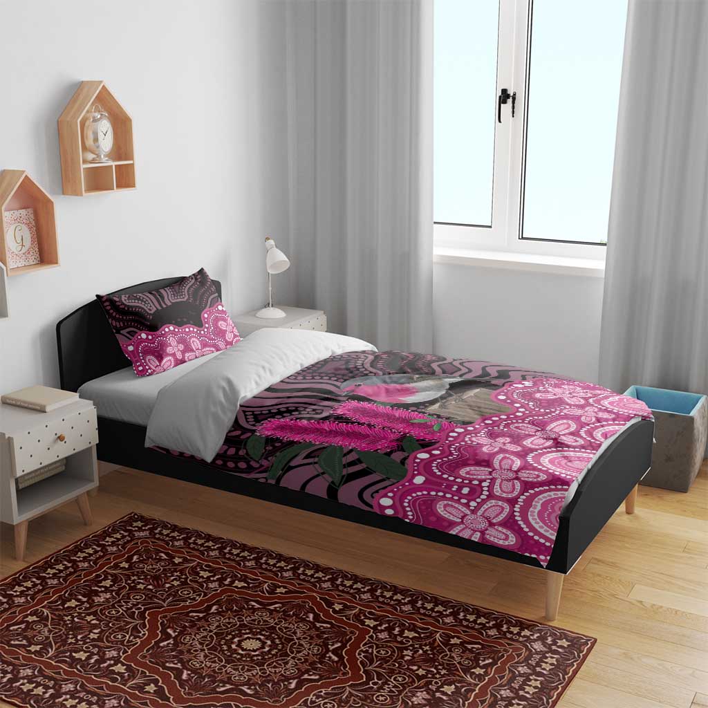 Australia Indigenous Bedding Set Breast Cancer Pink Robin Bottlebrush Aboriginal Art - Aussie Hoodie