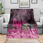 Australia Indigenous Blanket Breast Cancer Pink Robin Bottlebrush Aboriginal Art - Aussie Hoodie