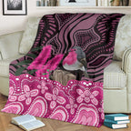 Australia Indigenous Blanket Breast Cancer Pink Robin Bottlebrush Aboriginal Art - Aussie Hoodie