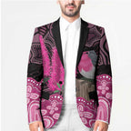 Australia Indigenous Blazer Breast Cancer Pink Robin Bottlebrush Aboriginal Art - Aussie Hoodie