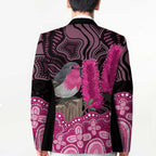 Australia Indigenous Blazer Breast Cancer Pink Robin Bottlebrush Aboriginal Art - Aussie Hoodie