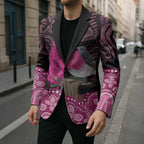 Australia Indigenous Blazer Breast Cancer Pink Robin Bottlebrush Aboriginal Art - Aussie Hoodie