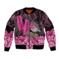 Australia Indigenous Bomber Jacket Breast Cancer Pink Robin Bottlebrush Aboriginal Art - Aussie Hoodie