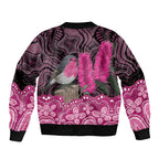 Australia Indigenous Bomber Jacket Breast Cancer Pink Robin Bottlebrush Aboriginal Art - Aussie Hoodie