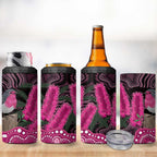 Australia Indigenous 4 in 1 Can Cooler Tumbler Breast Cancer Pink Robin Bottlebrush Aboriginal Art - Aussie Hoodie