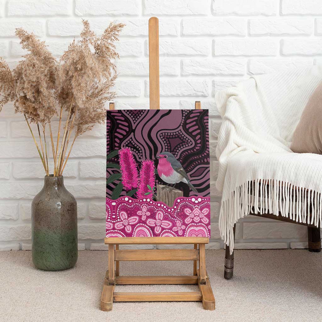 Australia Indigenous Canvas Wall Art Breast Cancer Pink Robin Bottlebrush Aboriginal Art - Aussie Hoodie