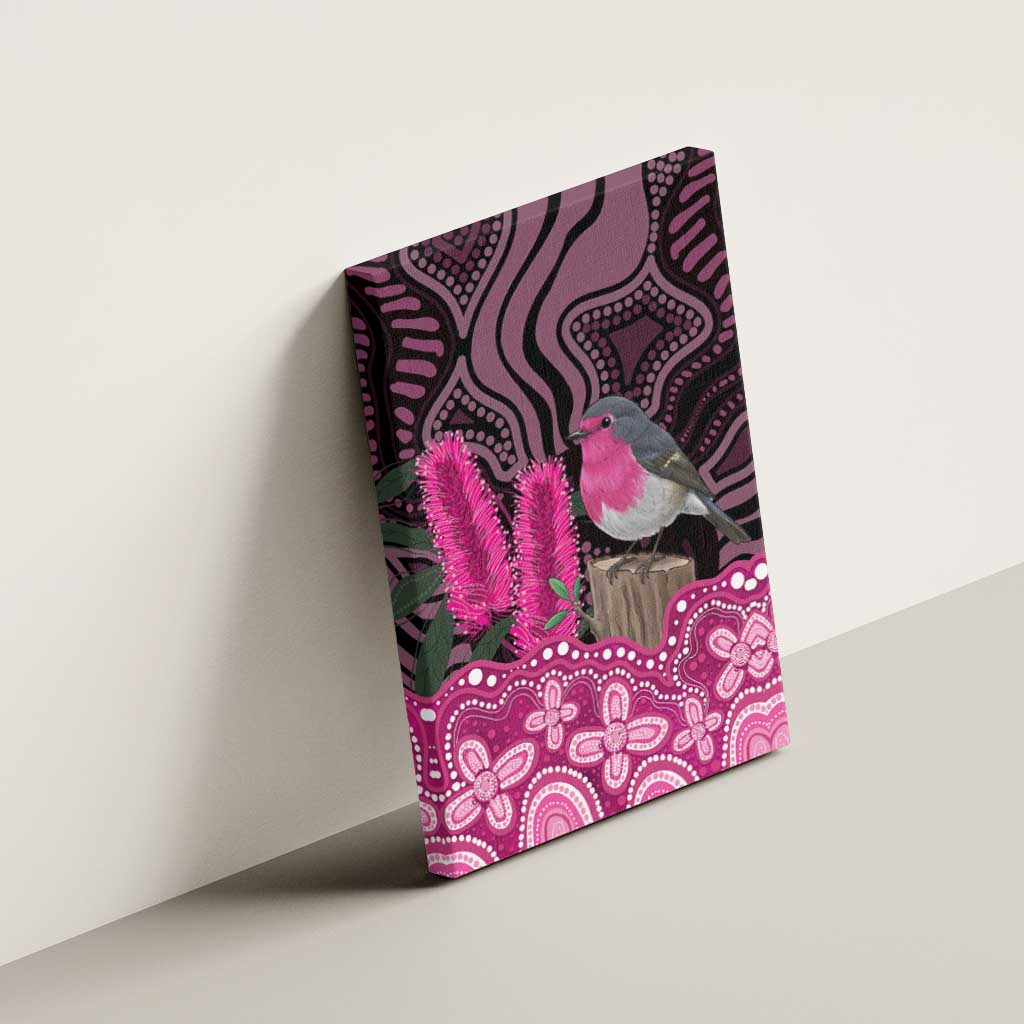 Australia Indigenous Canvas Wall Art Breast Cancer Pink Robin Bottlebrush Aboriginal Art - Aussie Hoodie