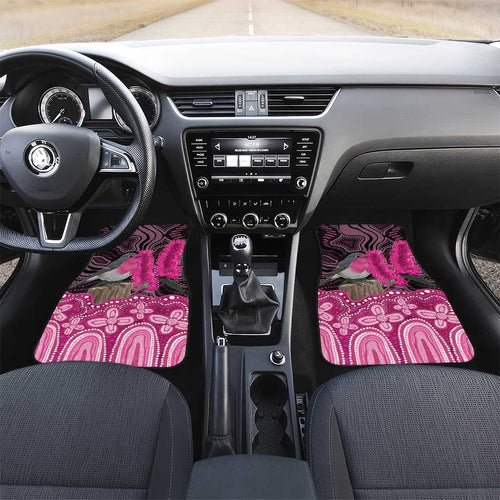Australia Indigenous Car Mats Breast Cancer Pink Robin Bottlebrush Aboriginal Art - Aussie Hoodie