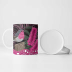 Australia Indigenous Ceramic Mug Breast Cancer Pink Robin Bottlebrush Aboriginal Art - Aussie Hoodie