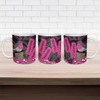 Australia Indigenous Ceramic Mug Breast Cancer Pink Robin Bottlebrush Aboriginal Art - Aussie Hoodie