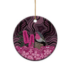 Australia Indigenous Ceramic Ornament Breast Cancer Pink Robin Bottlebrush Aboriginal Art - Aussie Hoodie