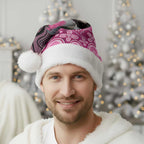 Australia Indigenous Christmas Santa Hat Breast Cancer Pink Robin Bottlebrush Aboriginal Art - Aussie Hoodie