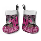 Australia Indigenous Christmas Stocking Breast Cancer Pink Robin Bottlebrush Aboriginal Art - Aussie Hoodie