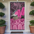 Australia Indigenous Door Cover Breast Cancer Pink Robin Bottlebrush Aboriginal Art - Aussie Hoodie