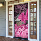 Australia Indigenous Door Cover Breast Cancer Pink Robin Bottlebrush Aboriginal Art - Aussie Hoodie