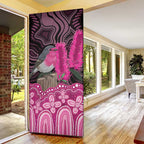 Australia Indigenous Door Cover Breast Cancer Pink Robin Bottlebrush Aboriginal Art - Aussie Hoodie