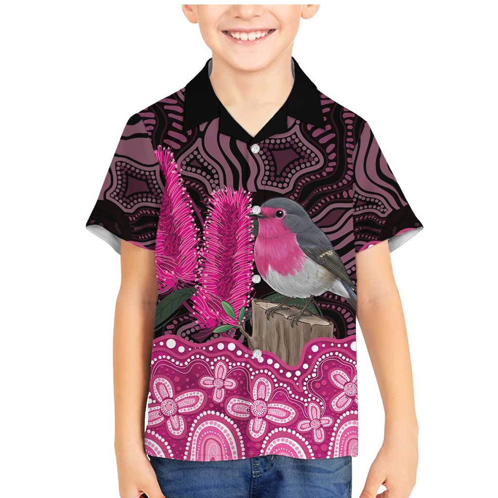 Australia Indigenous Family Matching Mermaid Dress and Hawaiian Shirt Breast Cancer Pink Robin Bottlebrush Aboriginal Art - Aussie Hoodie
