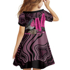 Australia Indigenous Family Matching Off The Shoulder Long Sleeve Dress and Hawaiian Shirt Breast Cancer Pink Robin Bottlebrush Aboriginal Art - Aussie Hoodie