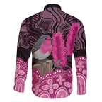 Australia Indigenous Family Matching Off The Shoulder Long Sleeve Dress and Hawaiian Shirt Breast Cancer Pink Robin Bottlebrush Aboriginal Art - Aussie Hoodie