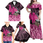 Australia Indigenous Family Matching Off Shoulder Maxi Dress and Hawaiian Shirt Breast Cancer Pink Robin Bottlebrush Aboriginal Art - Aussie Hoodie