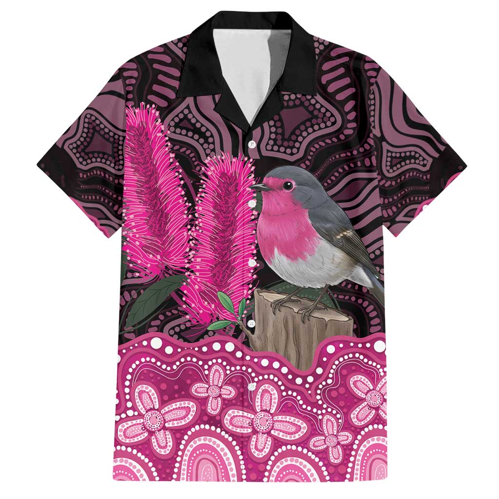Australia Indigenous Family Matching Off Shoulder Maxi Dress and Hawaiian Shirt Breast Cancer Pink Robin Bottlebrush Aboriginal Art - Aussie Hoodie