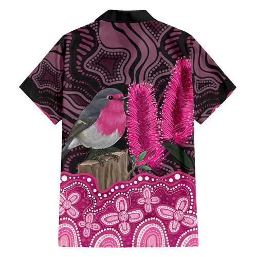 Australia Indigenous Family Matching Off Shoulder Maxi Dress and Hawaiian Shirt Breast Cancer Pink Robin Bottlebrush Aboriginal Art - Aussie Hoodie