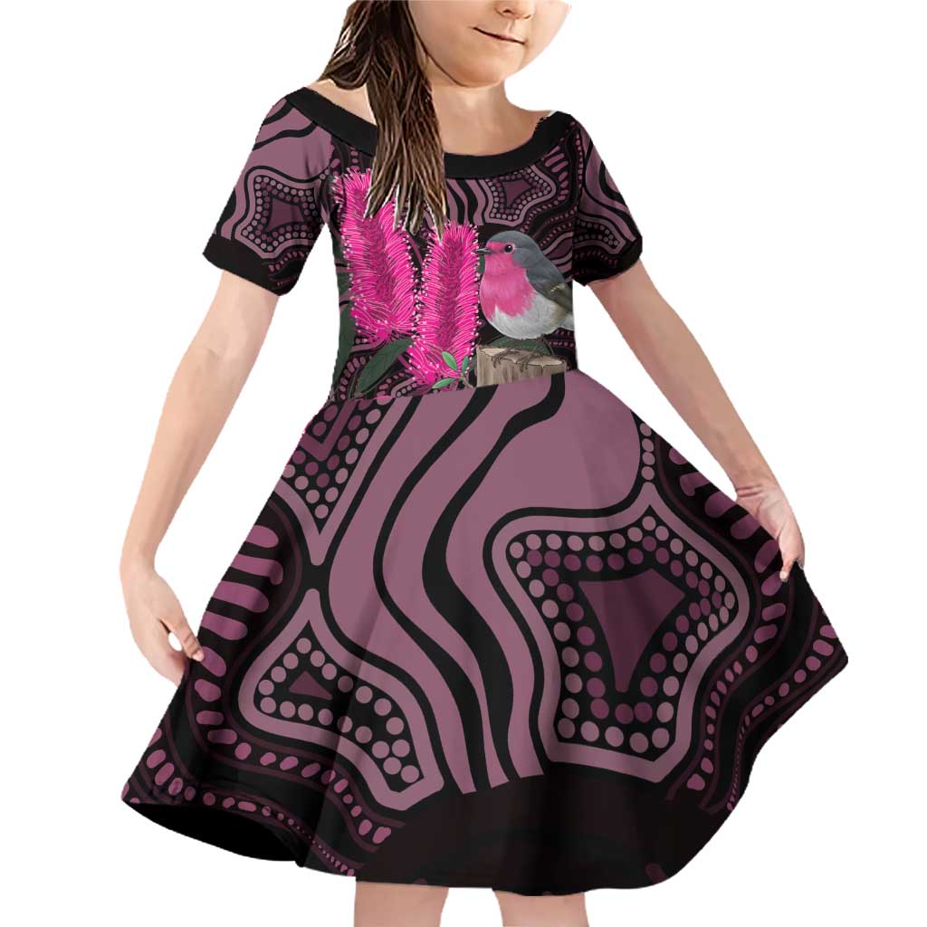 Australia Indigenous Family Matching Off Shoulder Short Dress and Hawaiian Shirt Breast Cancer Pink Robin Bottlebrush Aboriginal Art - Aussie Hoodie