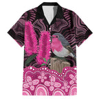 Australia Indigenous Family Matching Off Shoulder Short Dress and Hawaiian Shirt Breast Cancer Pink Robin Bottlebrush Aboriginal Art - Aussie Hoodie