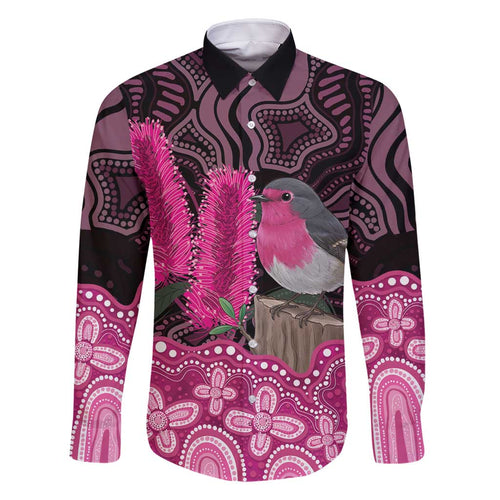Australia Indigenous Family Matching Off Shoulder Short Dress and Hawaiian Shirt Breast Cancer Pink Robin Bottlebrush Aboriginal Art - Aussie Hoodie
