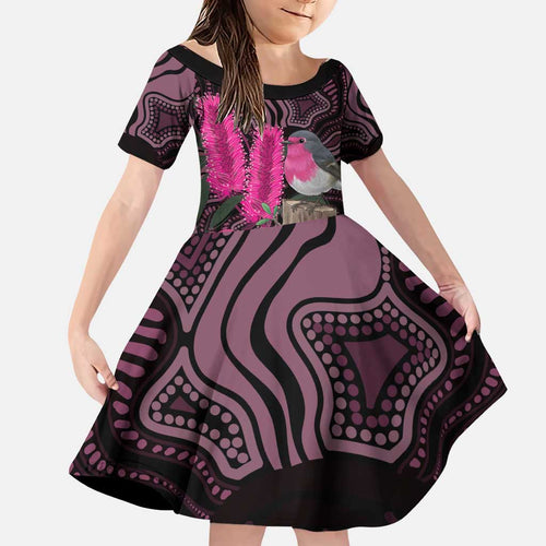 Australia Indigenous Family Matching Puletasi and Hawaiian Shirt Breast Cancer Pink Robin Bottlebrush Aboriginal Art - Aussie Hoodie