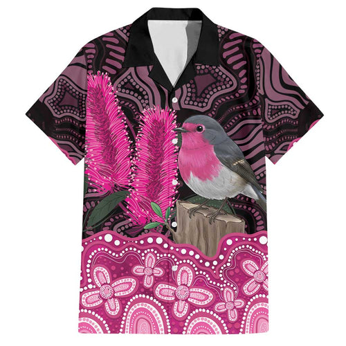 Australia Indigenous Family Matching Short Sleeve Bodycon Dress and Hawaiian Shirt Breast Cancer Pink Robin Bottlebrush Aboriginal Art - Aussie Hoodie