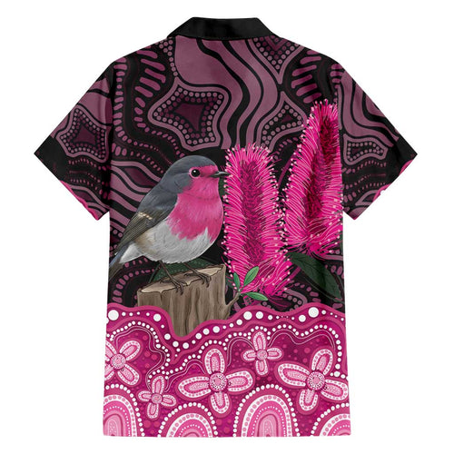 Australia Indigenous Family Matching Short Sleeve Bodycon Dress and Hawaiian Shirt Breast Cancer Pink Robin Bottlebrush Aboriginal Art - Aussie Hoodie