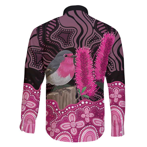 Australia Indigenous Family Matching Short Sleeve Bodycon Dress and Hawaiian Shirt Breast Cancer Pink Robin Bottlebrush Aboriginal Art - Aussie Hoodie