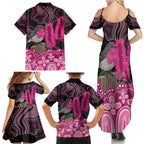Australia Indigenous Family Matching Summer Maxi Dress and Hawaiian Shirt Breast Cancer Pink Robin Bottlebrush Aboriginal Art - Aussie Hoodie