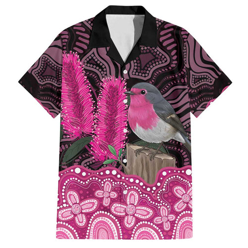 Australia Indigenous Family Matching Summer Maxi Dress and Hawaiian Shirt Breast Cancer Pink Robin Bottlebrush Aboriginal Art - Aussie Hoodie