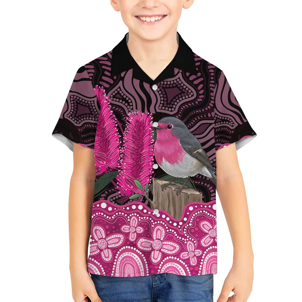 Australia Indigenous Family Matching Tank Maxi Dress and Hawaiian Shirt Breast Cancer Pink Robin Bottlebrush Aboriginal Art - Aussie Hoodie