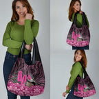 Australia Indigenous Grocery Bag Breast Cancer Pink Robin Bottlebrush Aboriginal Art - Aussie Hoodie