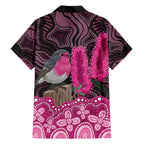 Australia Indigenous Hawaiian Shirt Breast Cancer Pink Robin Bottlebrush Aboriginal Art - Aussie Hoodie
