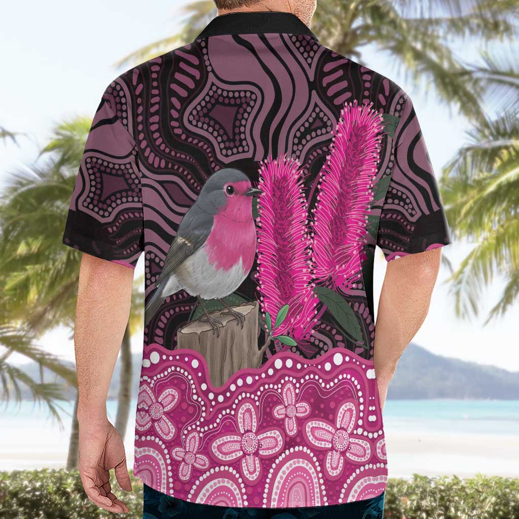 Australia Indigenous Hawaiian Shirt Breast Cancer Pink Robin Bottlebrush Aboriginal Art - Aussie Hoodie