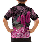 Australia Indigenous Hawaiian Shirt Breast Cancer Pink Robin Bottlebrush Aboriginal Art - Aussie Hoodie