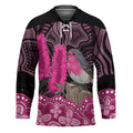 Australia Indigenous Hockey Jersey Breast Cancer Pink Robin Bottlebrush Aboriginal Art - Aussie Hoodie