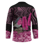 Australia Indigenous Hockey Jersey Breast Cancer Pink Robin Bottlebrush Aboriginal Art - Aussie Hoodie