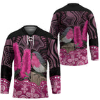 Australia Indigenous Hockey Jersey Breast Cancer Pink Robin Bottlebrush Aboriginal Art - Aussie Hoodie