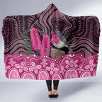 Australia Indigenous Hooded Blanket Breast Cancer Pink Robin Bottlebrush Aboriginal Art - Aussie Hoodie