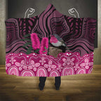 Australia Indigenous Hooded Blanket Breast Cancer Pink Robin Bottlebrush Aboriginal Art - Aussie Hoodie