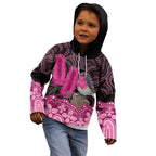 Australia Indigenous Kid Hoodie Breast Cancer Pink Robin Bottlebrush Aboriginal Art - Aussie Hoodie