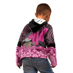 Australia Indigenous Kid Hoodie Breast Cancer Pink Robin Bottlebrush Aboriginal Art - Aussie Hoodie