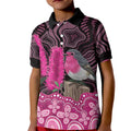 Australia Indigenous Kid Polo Shirt Breast Cancer Pink Robin Bottlebrush Aboriginal Art - Aussie Hoodie