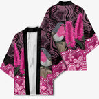 Australia Indigenous Kimono Breast Cancer Pink Robin Bottlebrush Aboriginal Art - Aussie Hoodie