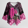 Australia Indigenous Kimono Sleeve Blouse Breast Cancer Pink Robin Bottlebrush Aboriginal Art - Aussie Hoodie